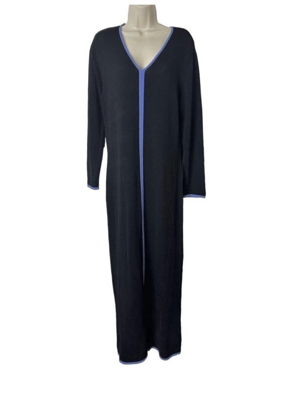 Colette Mordo for Sadimara Italy Knit Maxi Dress Medium Black Contrast Piping